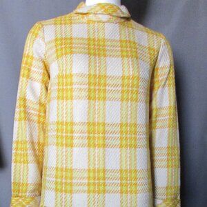 SALE Vintage 1970 Era Mod Style Dress Orange Yellow Plaid Original Tags